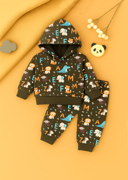 Alphabet Jungle Fleece Hooded Set