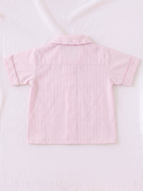 Pastel Pink Striped Night Suit Set