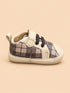 Beige Plaid Sneakers with Velcro Straps
