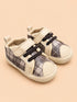 Beige Plaid Sneakers with Velcro Straps