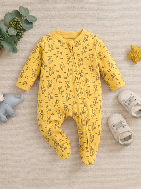 Palm Meadow Interlock Footed Sleepsuit