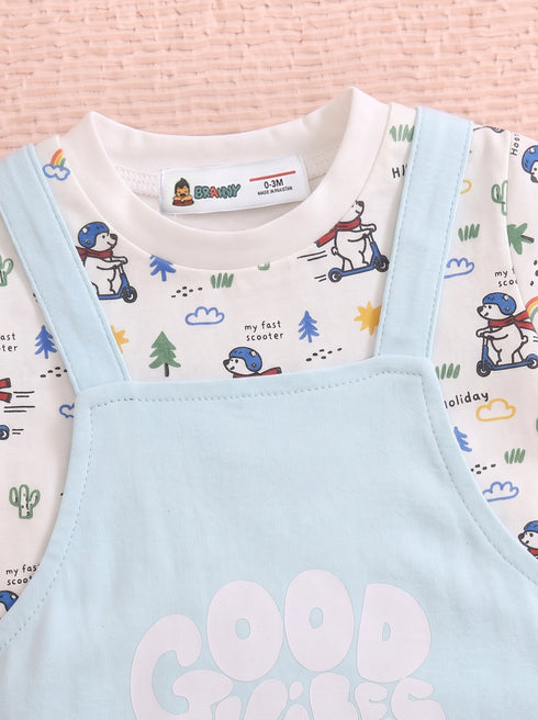 Good Vibes Scooter Dungaree Romper