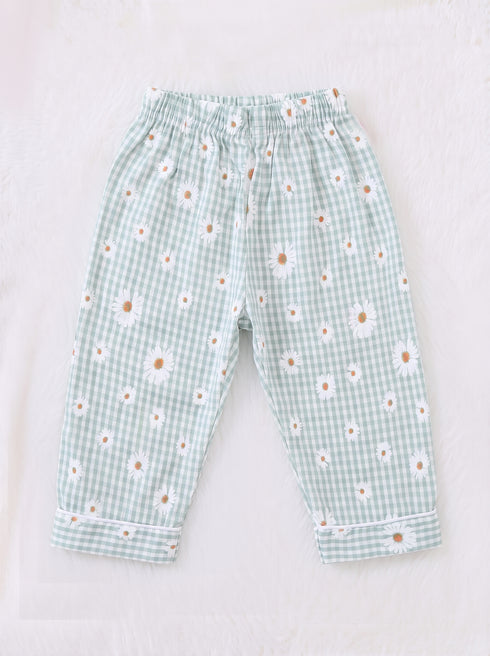 Daisy Gingham Night Suit Set (Green)
