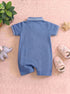 Blue Embroidered Polo Romper