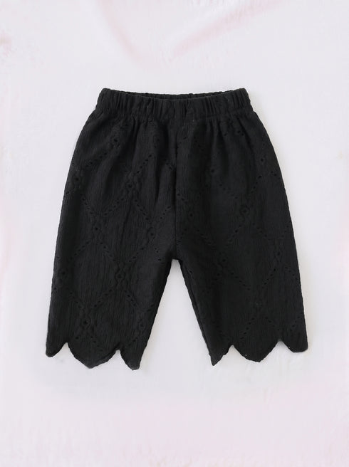 Black Scalloped Pajama Set