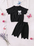 Black Scalloped Pajama Set