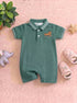 Green Embroidered Polo Romper