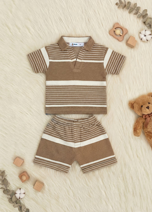 Yarn Dyed Johnny Collar Polo Set