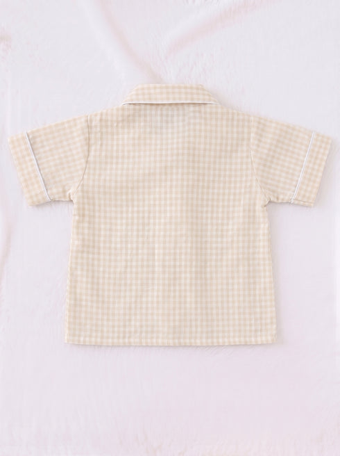Light Yellow Checkered Night Suit Set