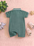 Green Embroidered Polo Romper