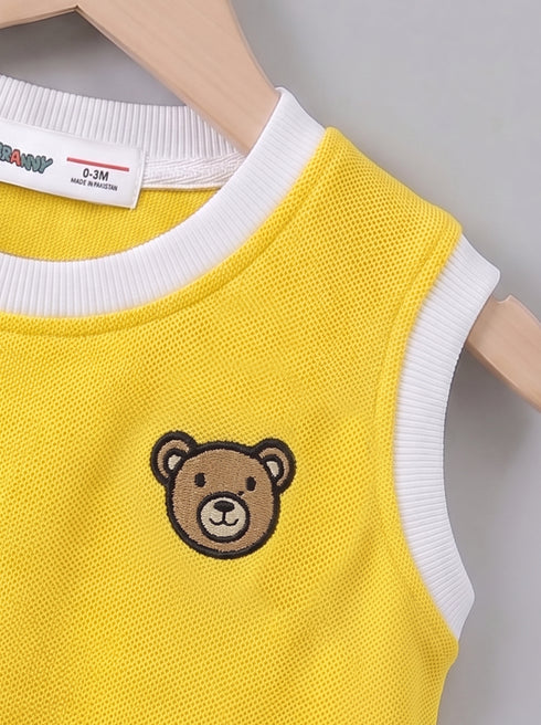 Yellow Bear Embroidered Short Set