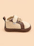 Cream & Brown Woven Texture Sneakers with Velcro Straps