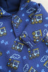 Navy Train Printed Fleece Hooded Sleepsuit