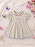 Beige Floral Embroidered Jacquard Baby Frock