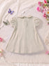 Beige Floral Embroidered Jacquard Baby Frock
