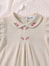 Beige Floral Embroidered Jacquard Baby Frock