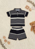 Midnight Striped Polo Set