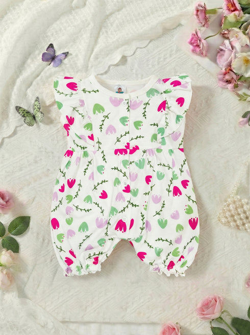Blossom Garden Front Open Frill Romper
