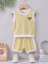 Beige Bear Embroidered Short Set