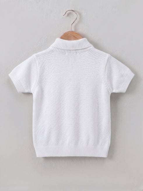 Jacquard Textured Polo Short Set (White)