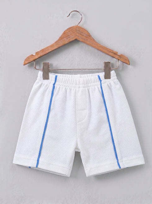 Jacquard Textured Polo Short Set (White)