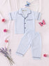 Sky Blue Striped Night Suit Set