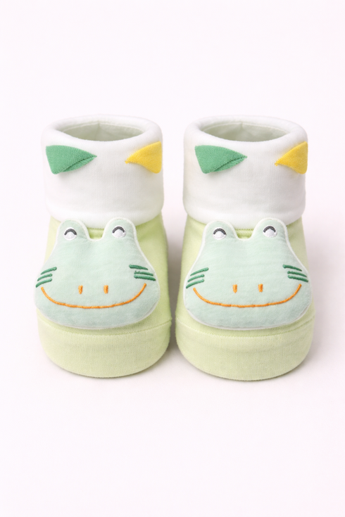 Frog Face Design Baby Booties