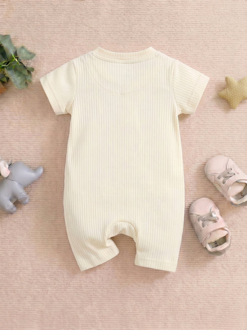I Love Mummy Embroidered Zip-Up Romper (Cream)