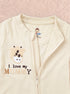 I Love Mummy Embroidered Zip-Up Romper (Cream)