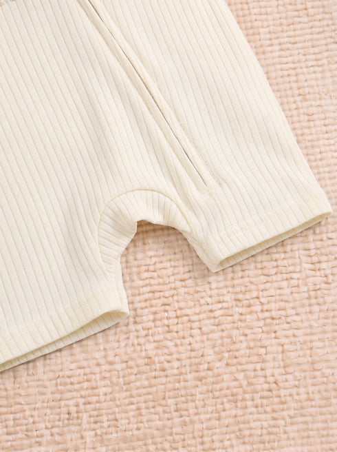 I Love Mummy Embroidered Zip-Up Romper (Cream)