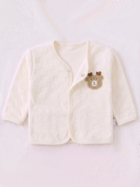 Deer Embroidered Checkered Plush Fleece Co-ord Set