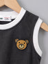Black Bear Embroidered Short Set