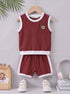 Burgundy Bear Embroidered Short Set