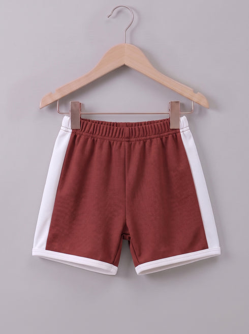 Burgundy Bear Embroidered Short Set