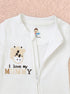 I Love Mummy Embroidered Zip-Up Romper (White)