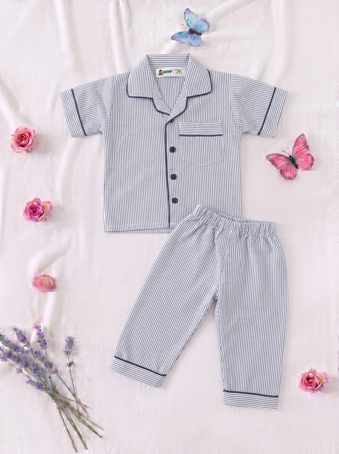 Monochrome Striped Night Suit Set