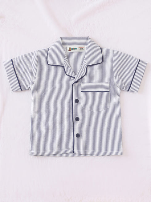 Monochrome Striped Night Suit Set