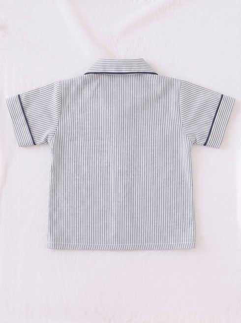 Monochrome Striped Night Suit Set