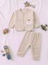 Bear Embroidered Plush Fleece Co-ord Set (Beige)