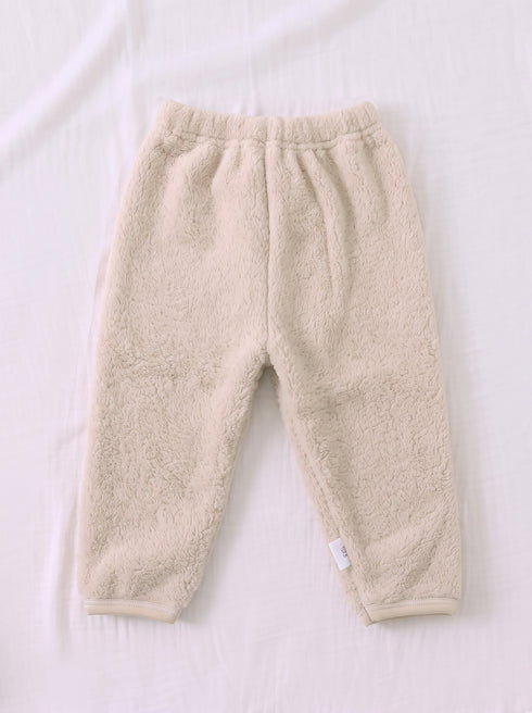 Bear Embroidered Plush Fleece Co-ord Set (Beige)