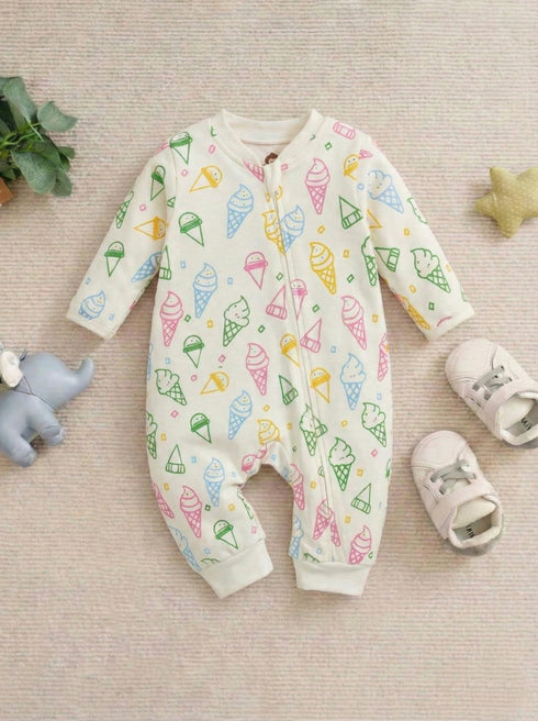 Pastel Scoops Interlock Sleepsuit