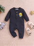 Playful Ribbed Henley Sleepsuit (Black)