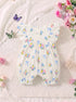 Floral Bow Detail Frill Romper