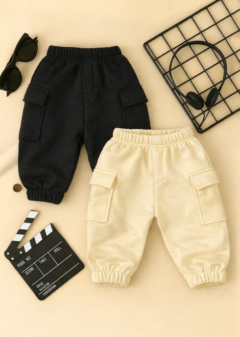 2-Pack Cargo Fleece Pajama (Cream & Black)