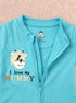 I Love Mummy Embroidered Zip-Up Romper (Turquoise)
