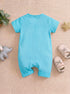 I Love Mummy Embroidered Zip-Up Romper (Turquoise)