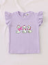 Kitten Love Embroidered Ruffle Sleeve Interlock Short Set