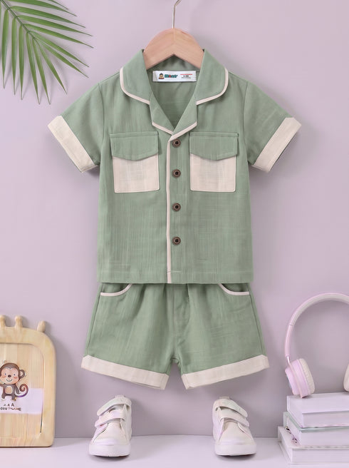 Green Irish Cotton Cuban Shirt Set