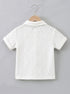 Playful White Jacquard Textured Polo Short Set