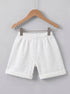 Playful White Jacquard Textured Polo Short Set